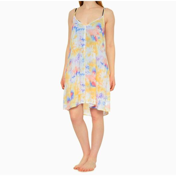 Body Glove Nicole Cover-Up Dress Sz XL Yellow Tie-Dye Flowy Relaxed Sheer - Picture 4 of 10